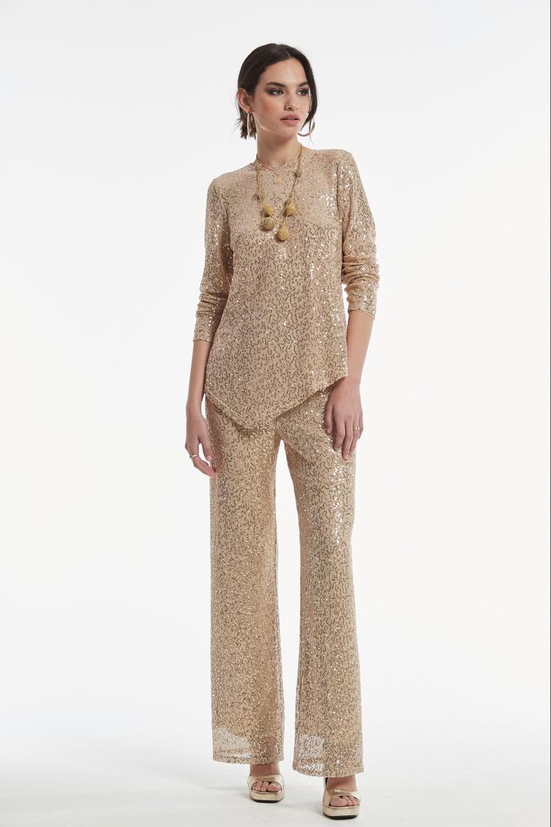oky coky PANTALÓN IWIRA LENTEJUELA BORDADA SOBRE RED Oferta especial de fábrica