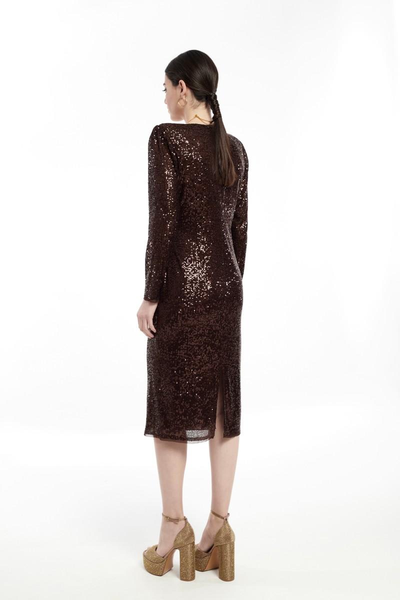 oky coky VESTIDO CON DETALLE EN CINTURA LENTEJUELA BRILLO Ofertas