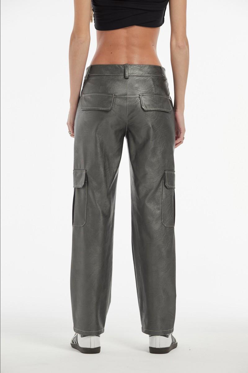 oky coky PANTALÓN ANDREU EFECTO PIEL LAMINADO METAL Libre de impuestos