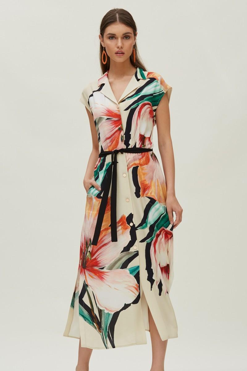 oky coky VESTIDO CAMISERO ESTAMPADO POSICIONAL Superdescuento