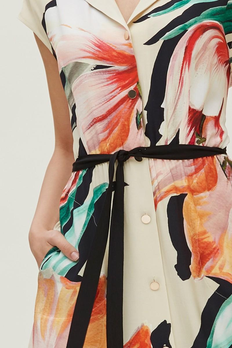 oky coky VESTIDO CAMISERO ESTAMPADO POSICIONAL Superdescuento