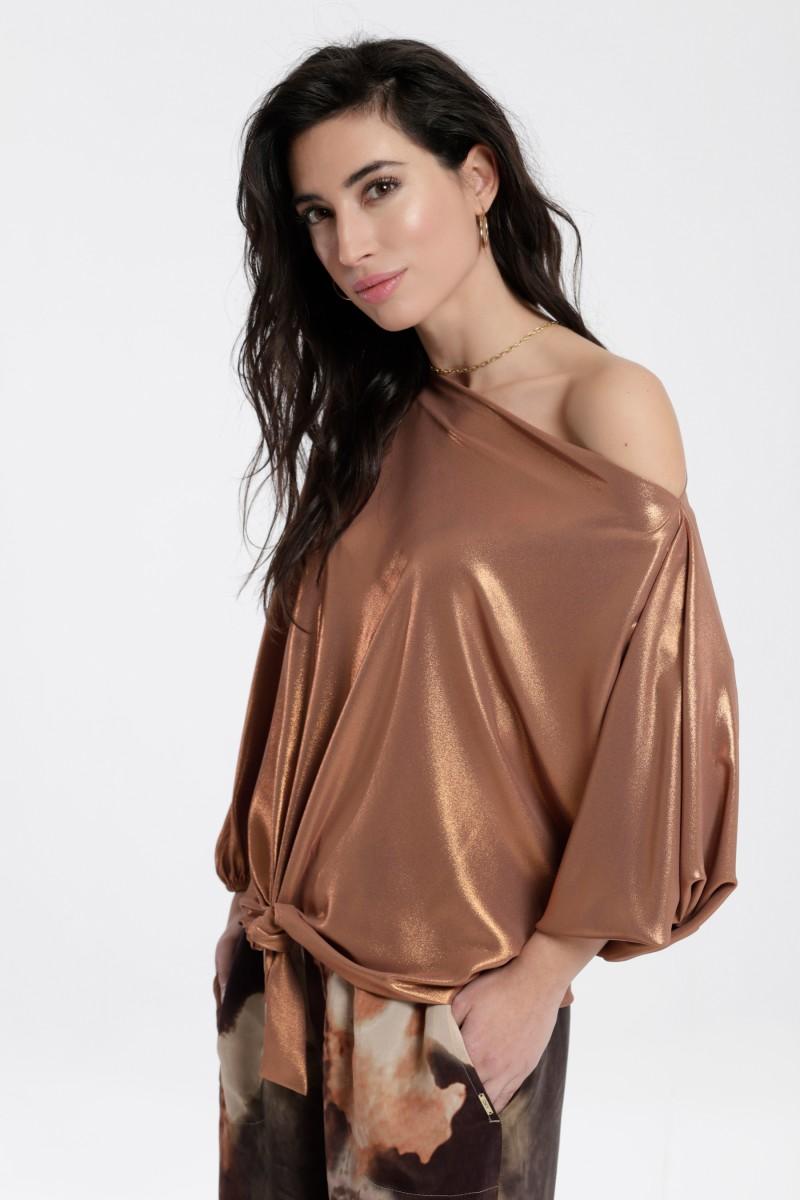 oky coky TOP NUDO EN CINTURA GASA BRILLO Grandes ahorros