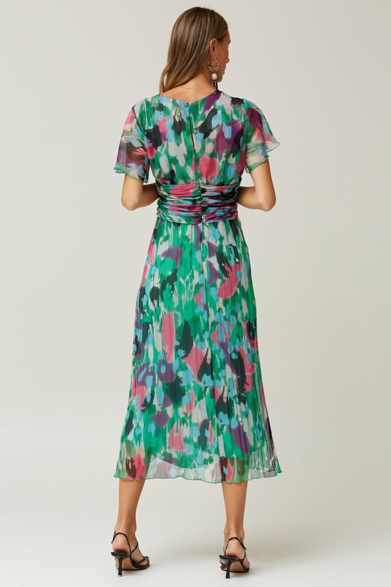 oky coky VESTIDO LAZO EN CINTURA GASA ESTAMPADA Rebajas de fin de temporada