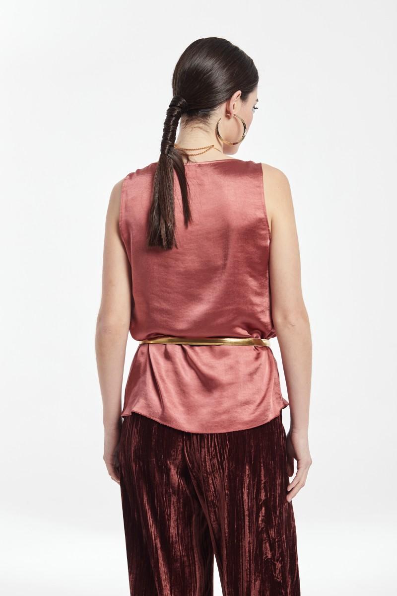 oky coky TOP DRAPEADO SATEN VINTAGE STRETCH Outlet
