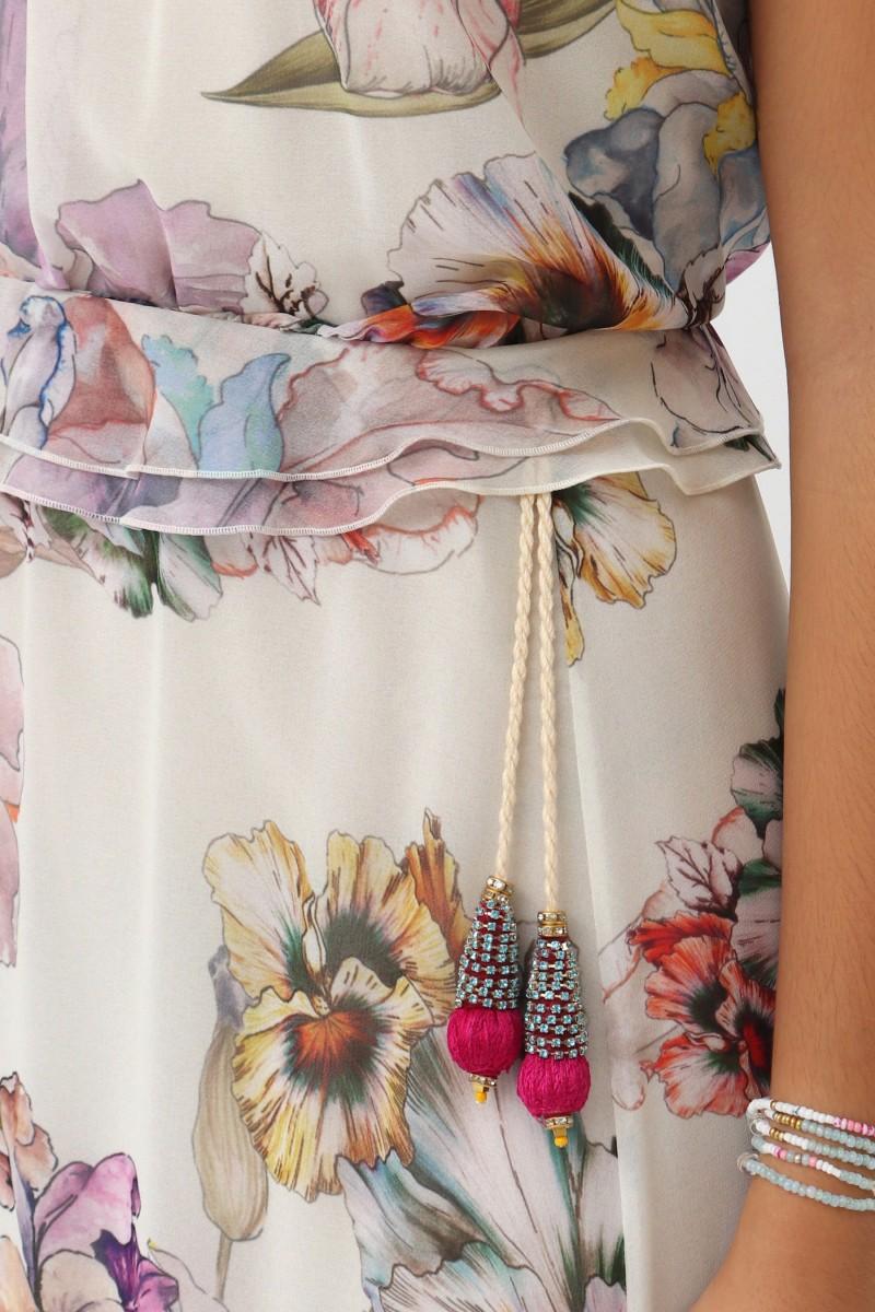 oky coky VESTIDO LARGO ROCO GASA ESTAMPADA En oferta