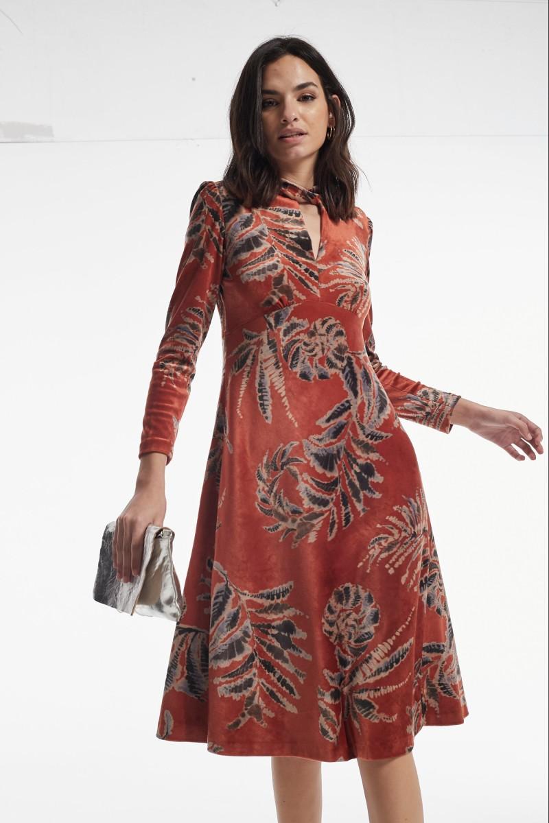 oky coky VESTIDO MOLON TERCIOPELO ESTAMPADO Mejor oferta