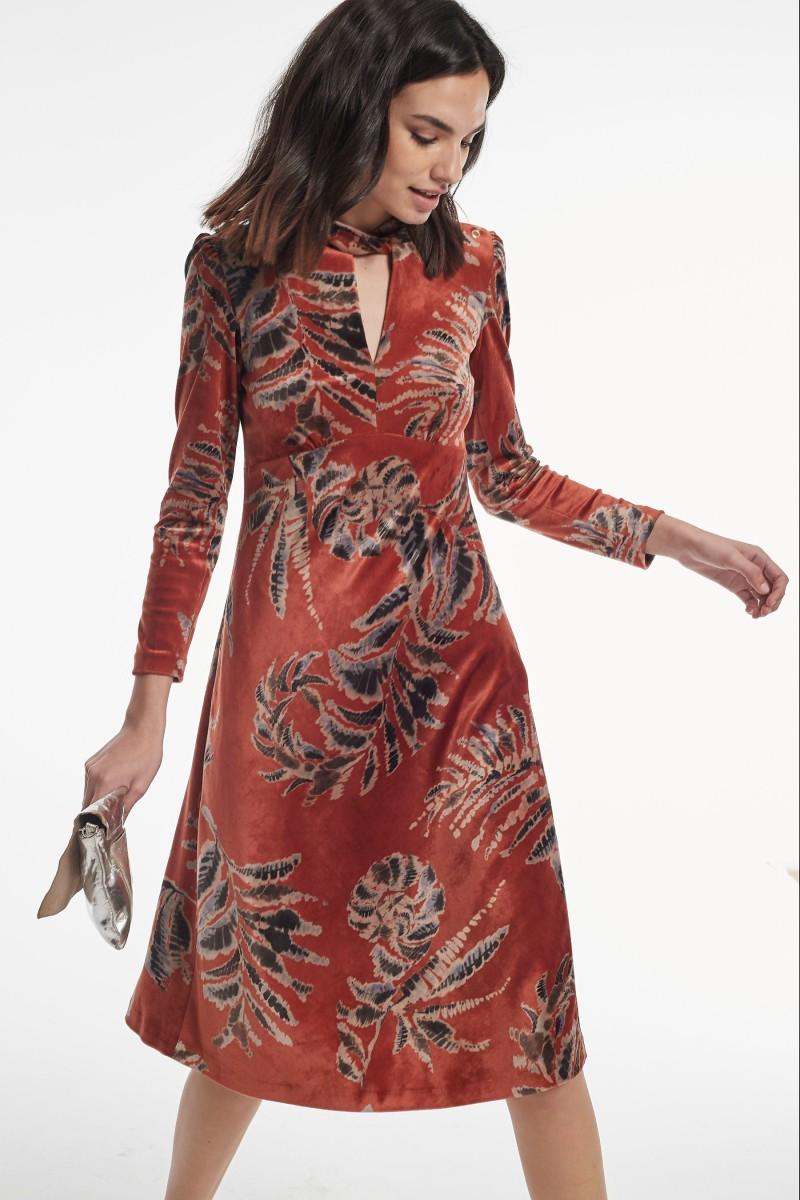 oky coky VESTIDO MOLON TERCIOPELO ESTAMPADO Mejor oferta