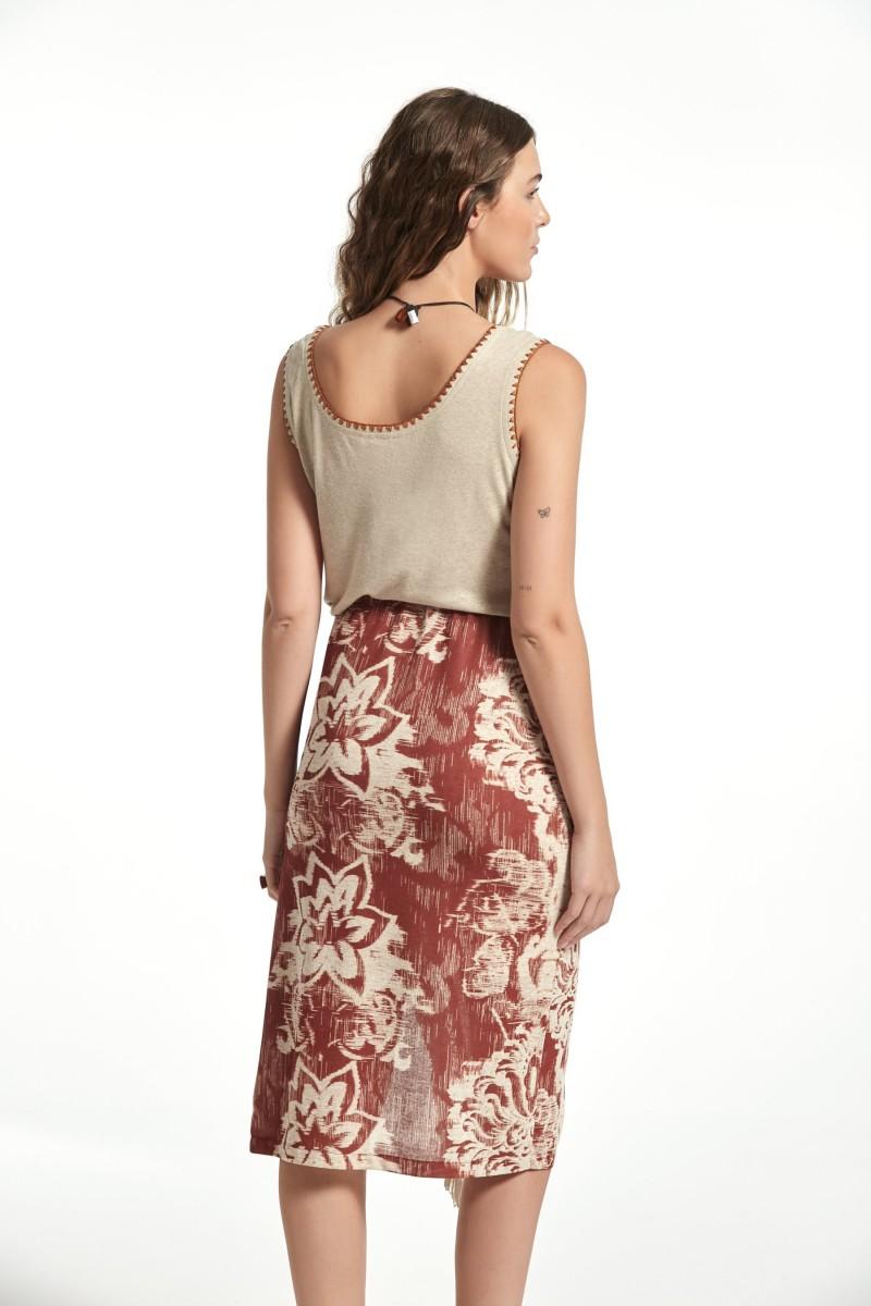 oky coky FALDA TOKIO ESTAMPADO EFECTO LINO En oferta