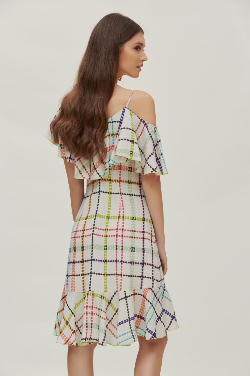 oky coky VESTIDO VOLANTES HOMBRO ESTAMPADO MULTICOLOR ÚLTIMAS EDICIONES