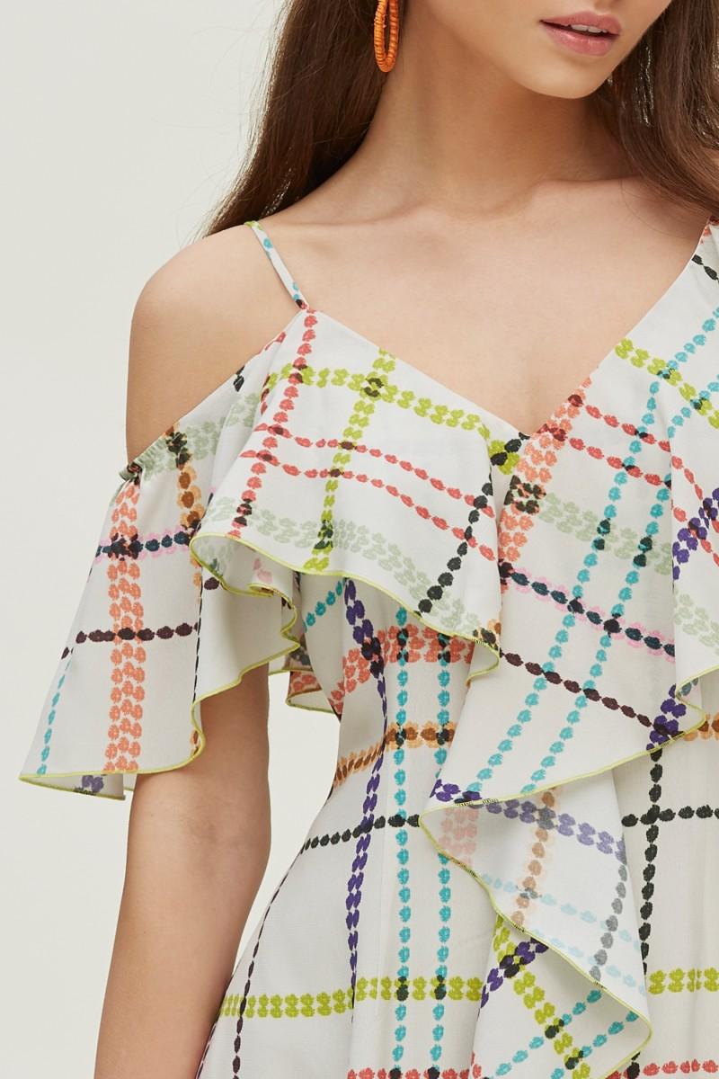 oky coky VESTIDO VOLANTES HOMBRO ESTAMPADO MULTICOLOR ÚLTIMAS EDICIONES