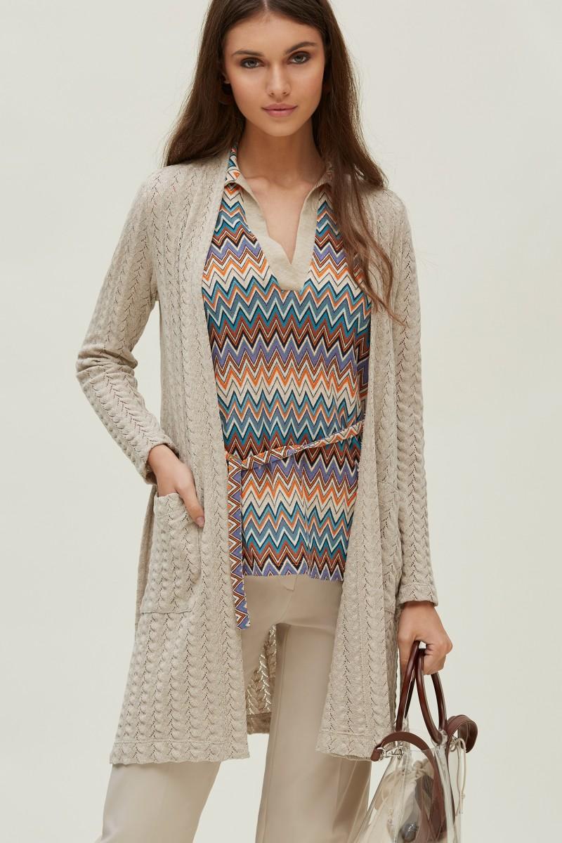 oky coky CHAQUETA LARGA PUNTO CALADO Oferta especial de fábrica