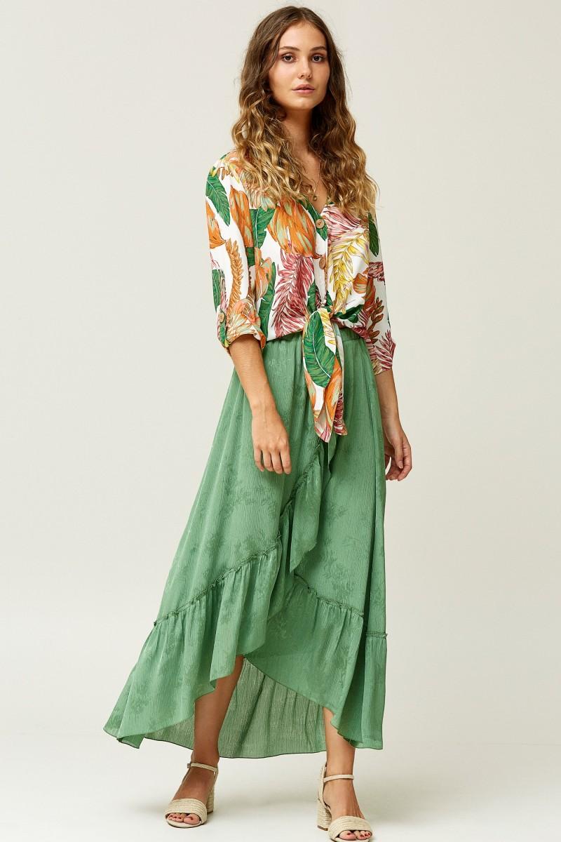 oky coky FALDA CRUZADA VOLANTES JACQUARD EN GASA