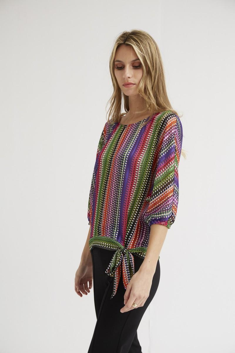 oky coky TOP MANGA JAPONESA JACQUARD RAYA LUREX E Gran oferta