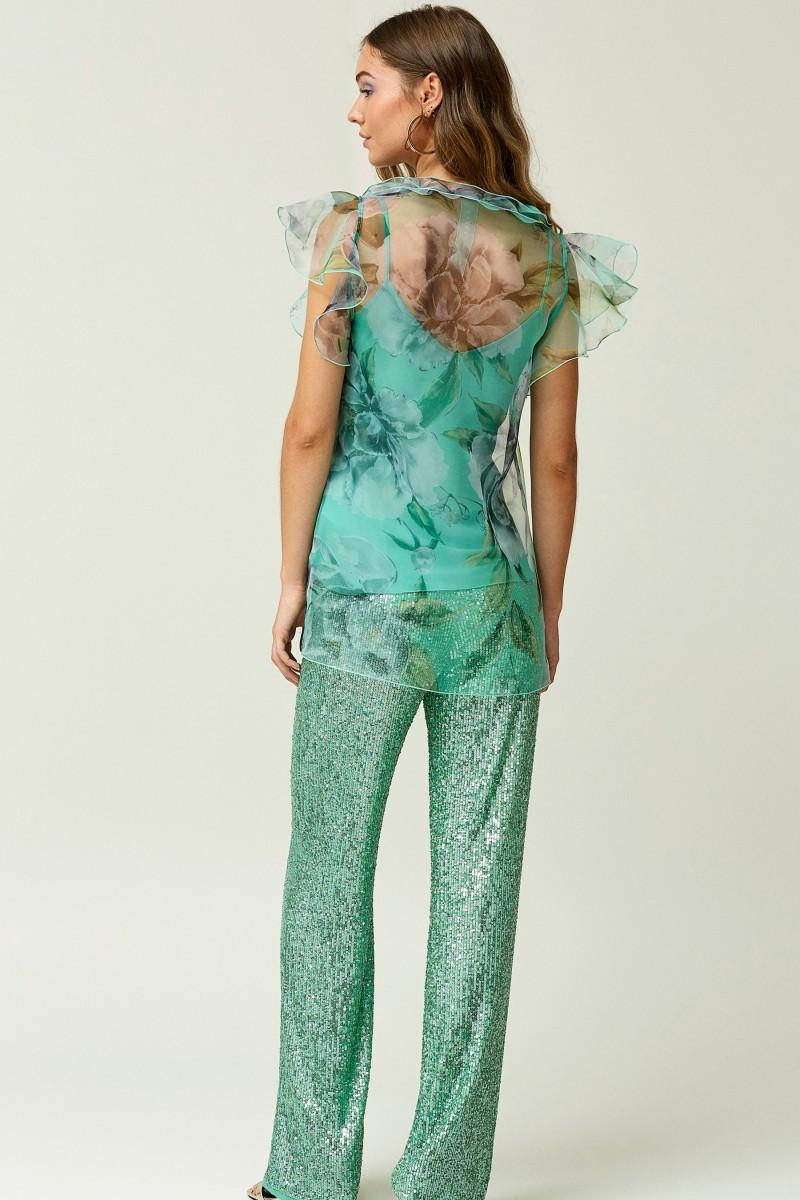 oky coky BLUSA LAZADA CUELLO ORGANZA ESTAMPADA Descuento