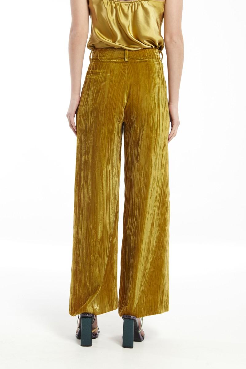 oky coky PANTALÓN PALAZZO GOMA CINTURA IWIRA TERCIOPELO CHAFADO