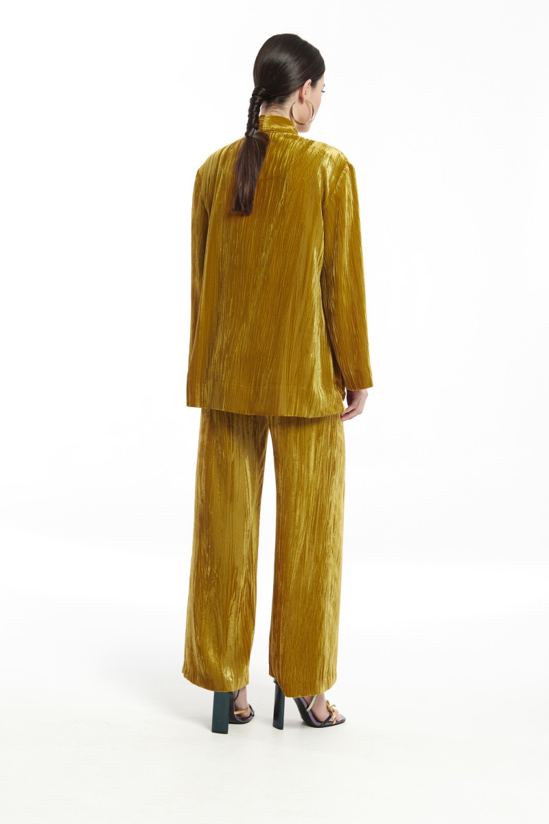oky coky PANTALÓN PALAZZO GOMA CINTURA IWIRA TERCIOPELO CHAFADO Oferta especial