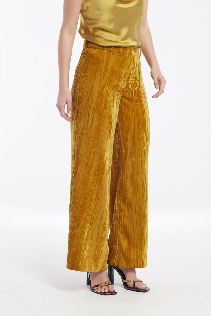oky coky PANTALÓN PALAZZO GOMA CINTURA IWIRA TERCIOPELO CHAFADO Oferta especial