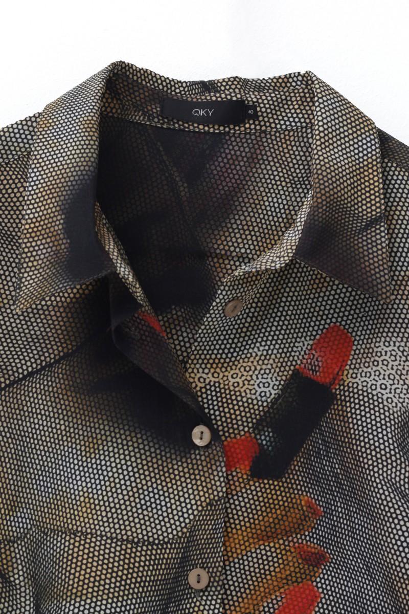 oky coky CAMISA BAJO ASIMÉTRICO ESTAMPADO SEDA Liquidación