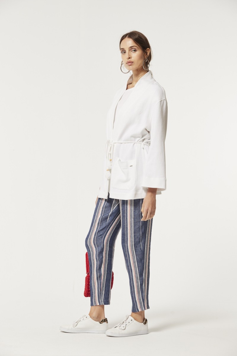 oky coky PANTALÓN DONGA LINO RAYAS En oferta