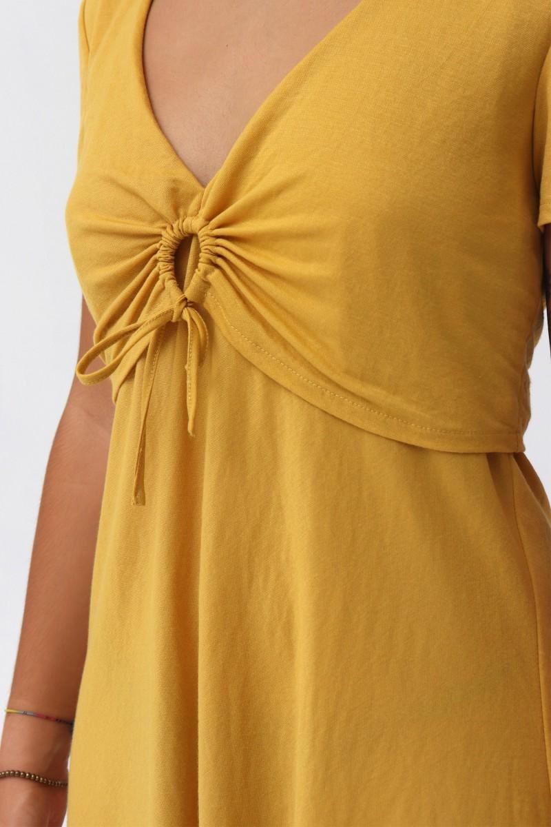 oky coky VESTIDO FRUNCE CON MANGA PUNTO GRANITO Ofertas de temporada