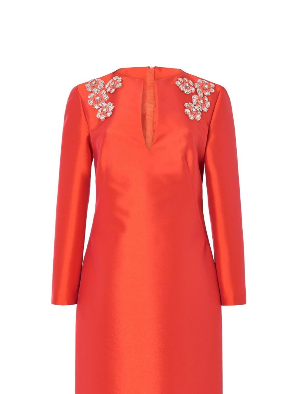 pertegaz Túnica de raso con flores bordadas rojo Descuentos del mes