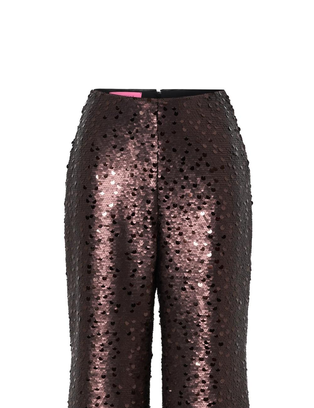 pertegaz Pantalón de paillettes con plumas marrón Precio ultrabajo