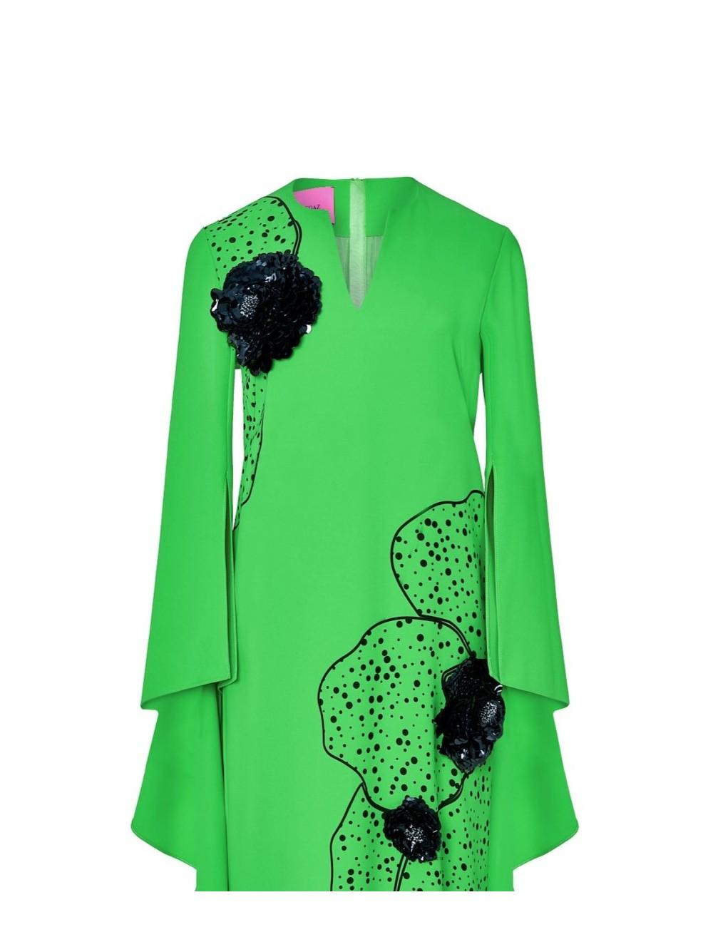 pertegaz Vestido volantes con print y bordado floral verde En línea