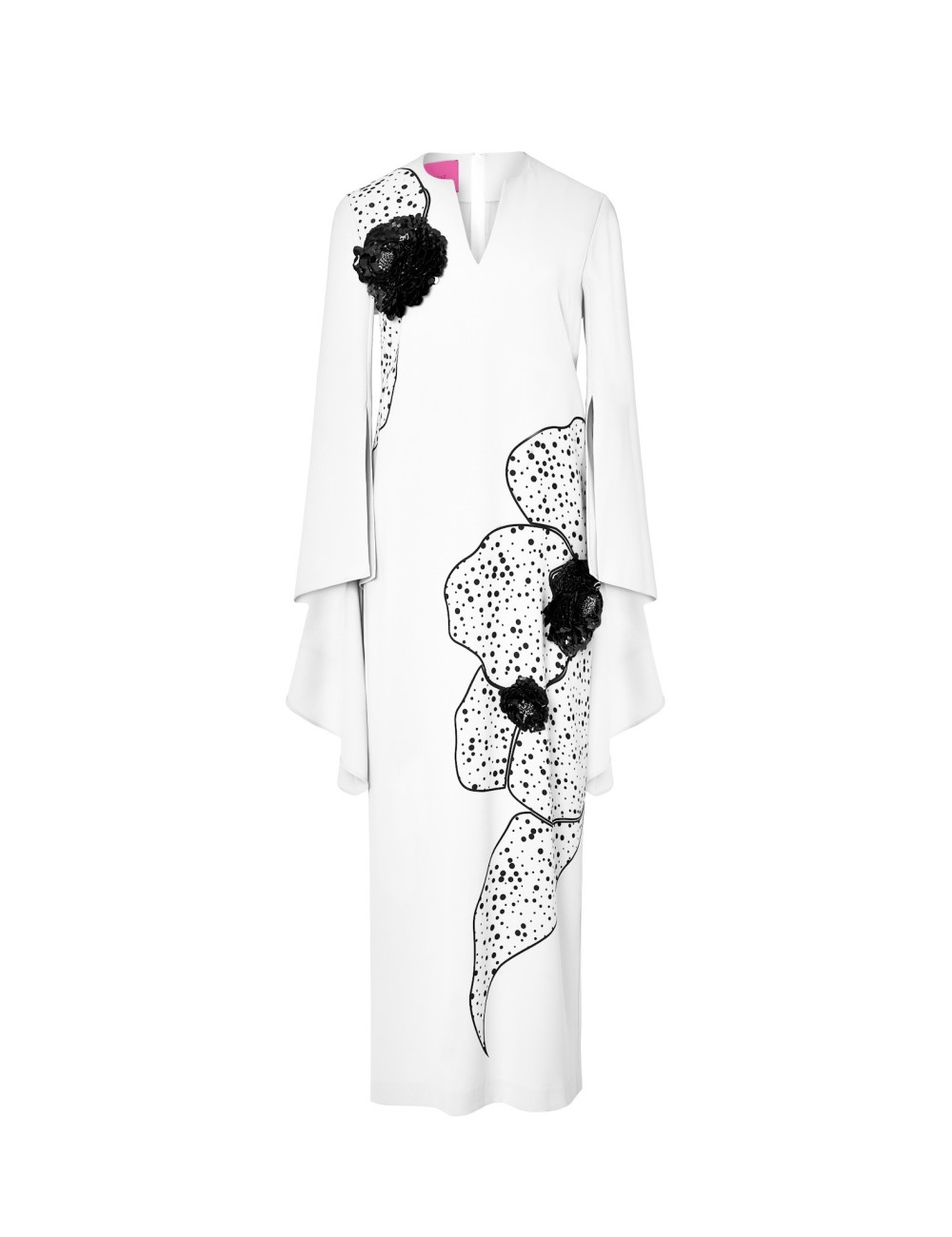 pertegaz Vestido volantes con print y bordado floral crudo
