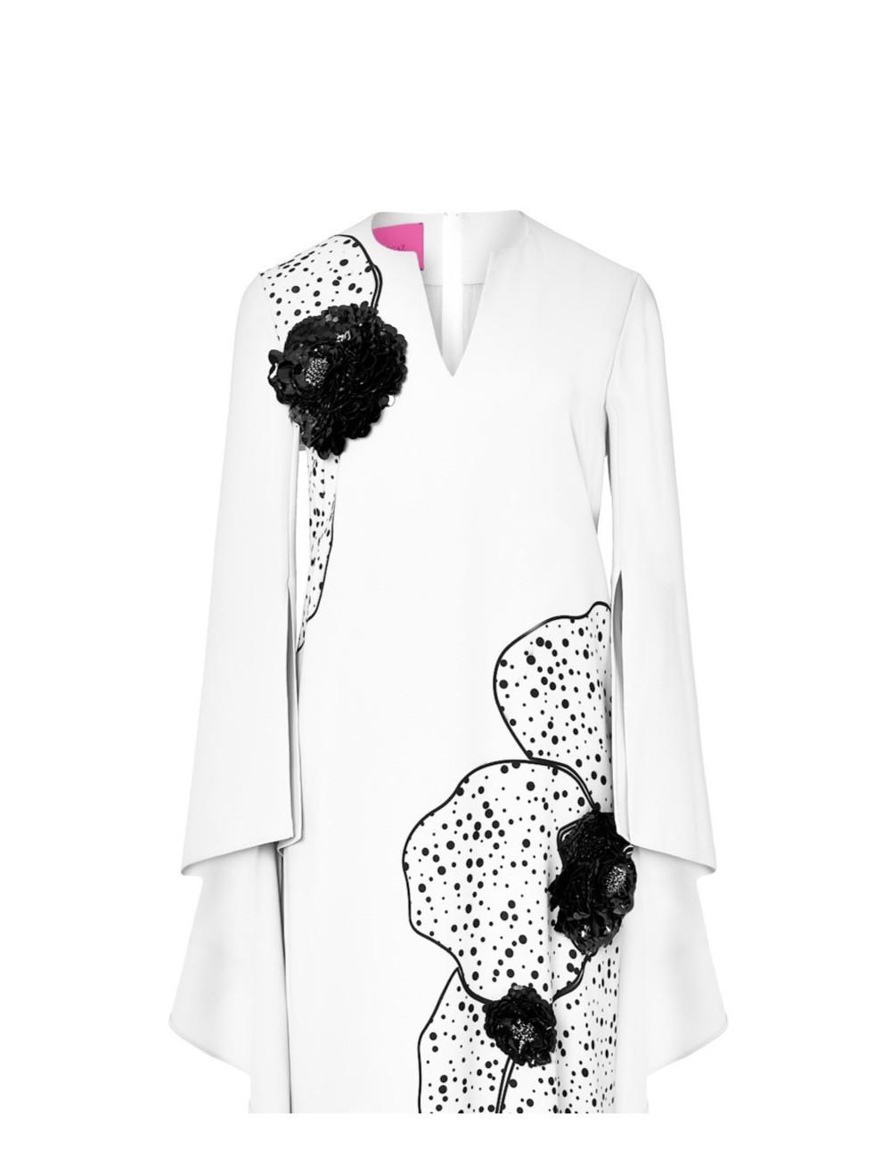 pertegaz Vestido volantes con print y bordado floral crudo Outlet online
