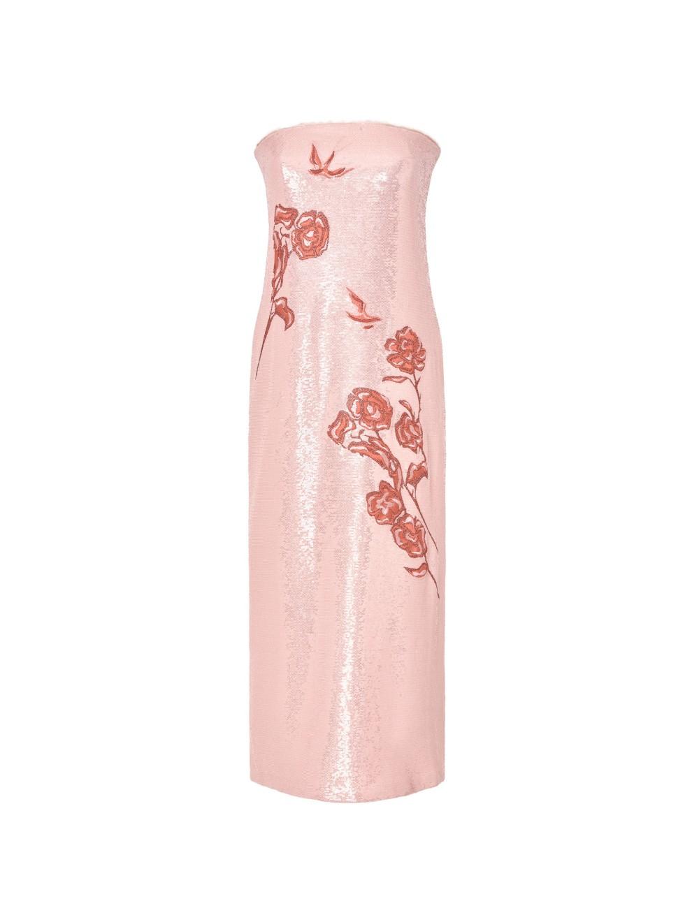 pertegaz Vestido palabra de honor lentejuelas bordado floral