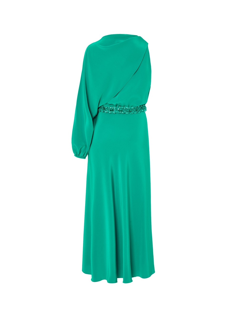 pertegaz Vestido asimétrico con cinturón joya verde Los más vendidos