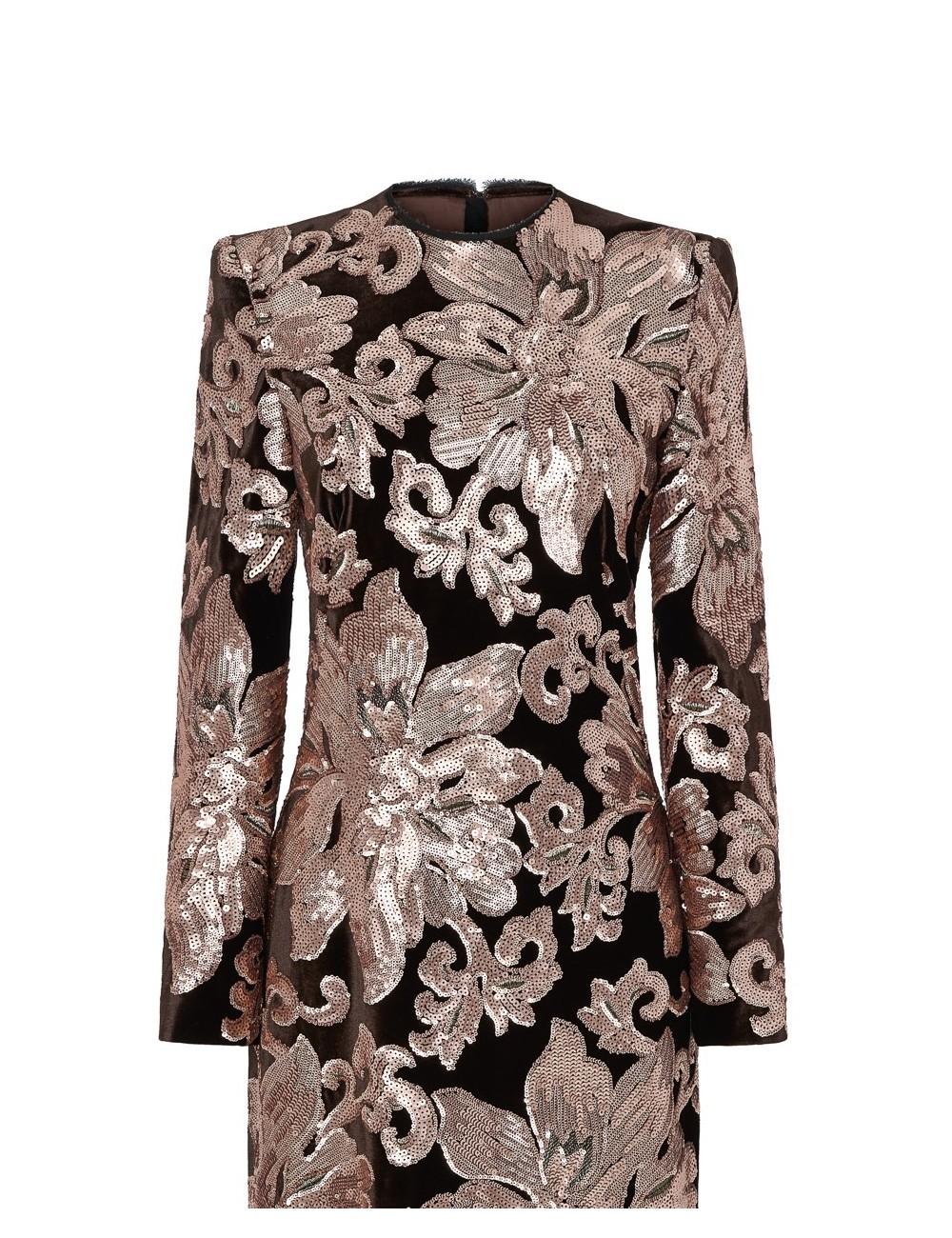 pertegaz Vestido de terciopelo bordado con lentejuela floral Rebajas top