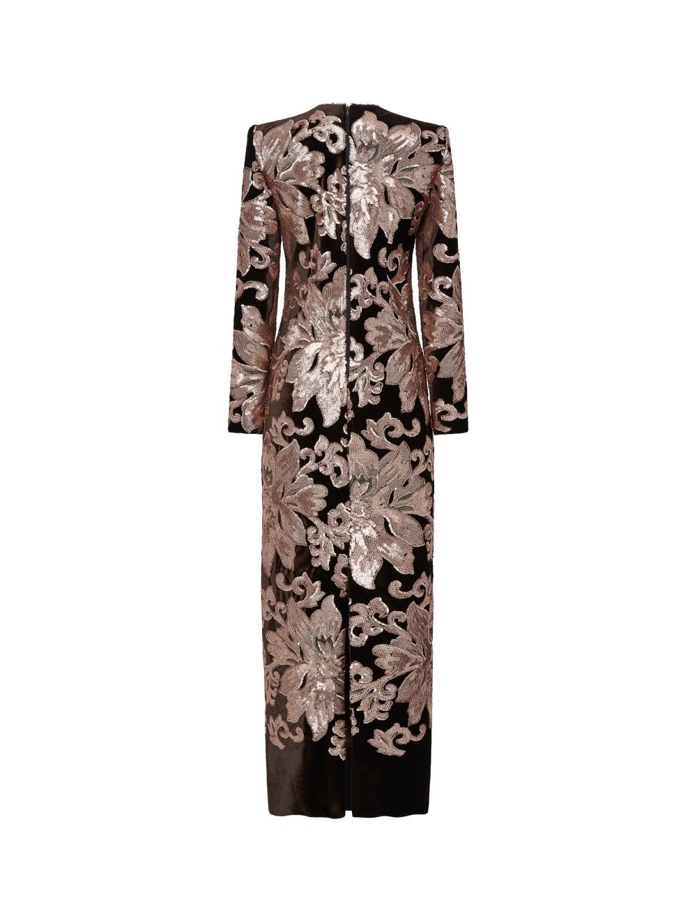 pertegaz Vestido de terciopelo bordado con lentejuela floral Rebajas top