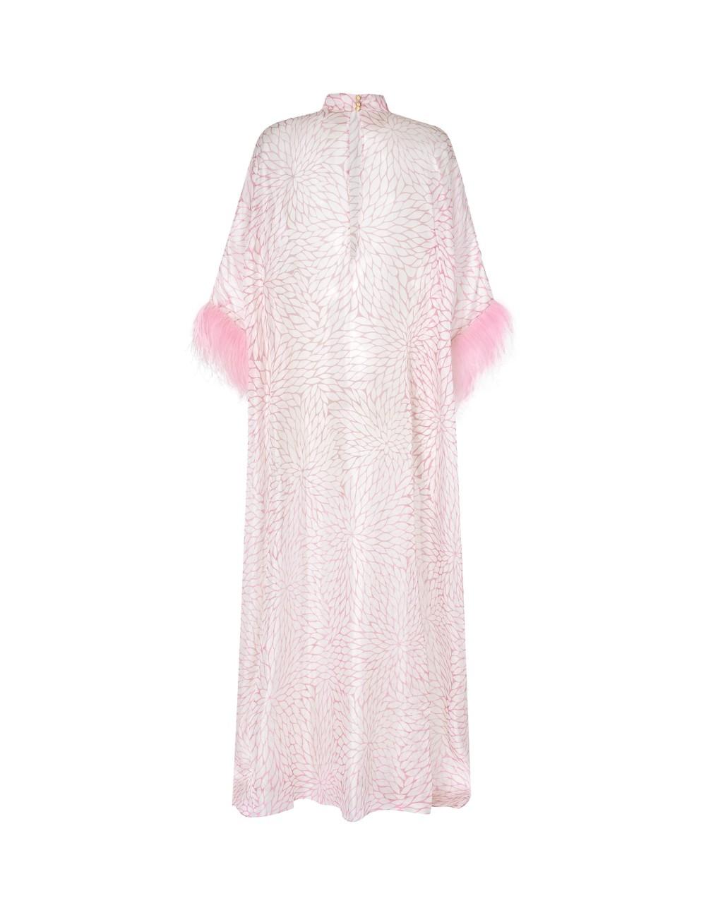 pertegaz Kaftan muselina seda floral con plumas rosa Envío gratis