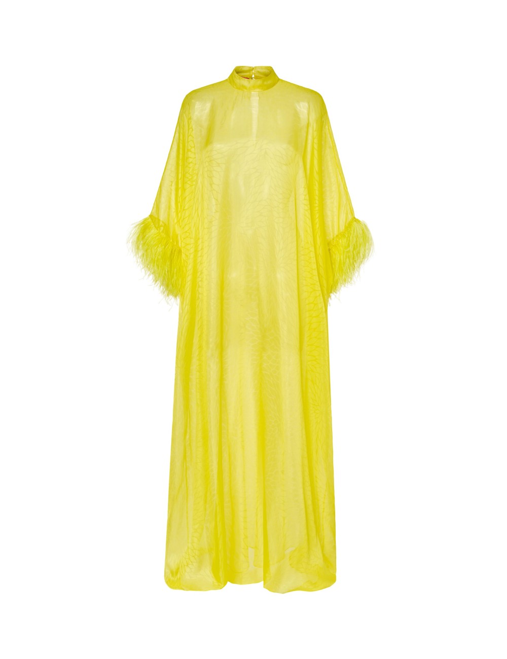 pertegaz Kaftan muselina seda floral con plumas amarillo Oferta especial