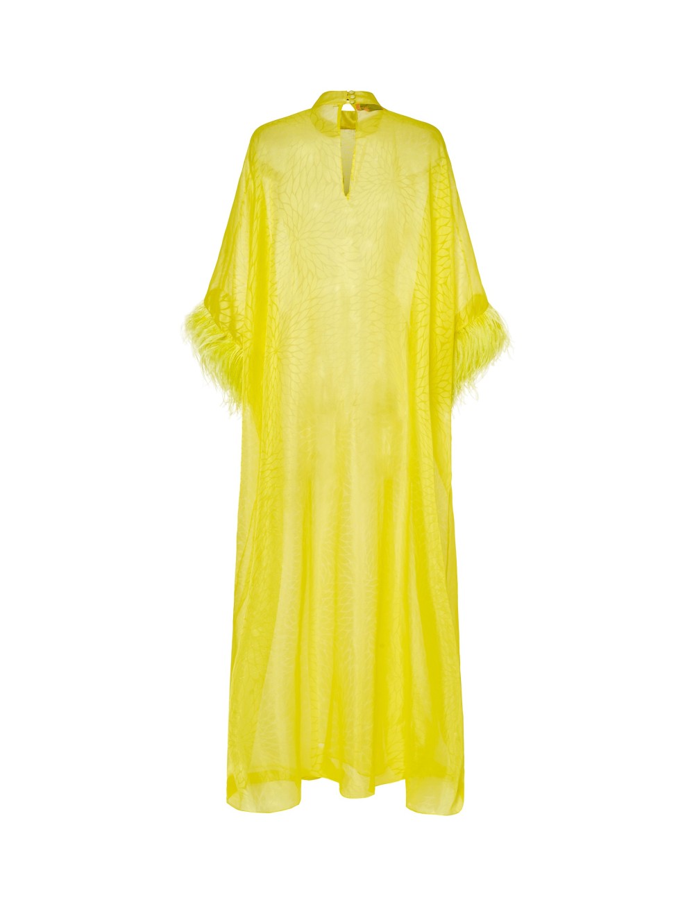 pertegaz Kaftan muselina seda floral con plumas amarillo Oferta especial