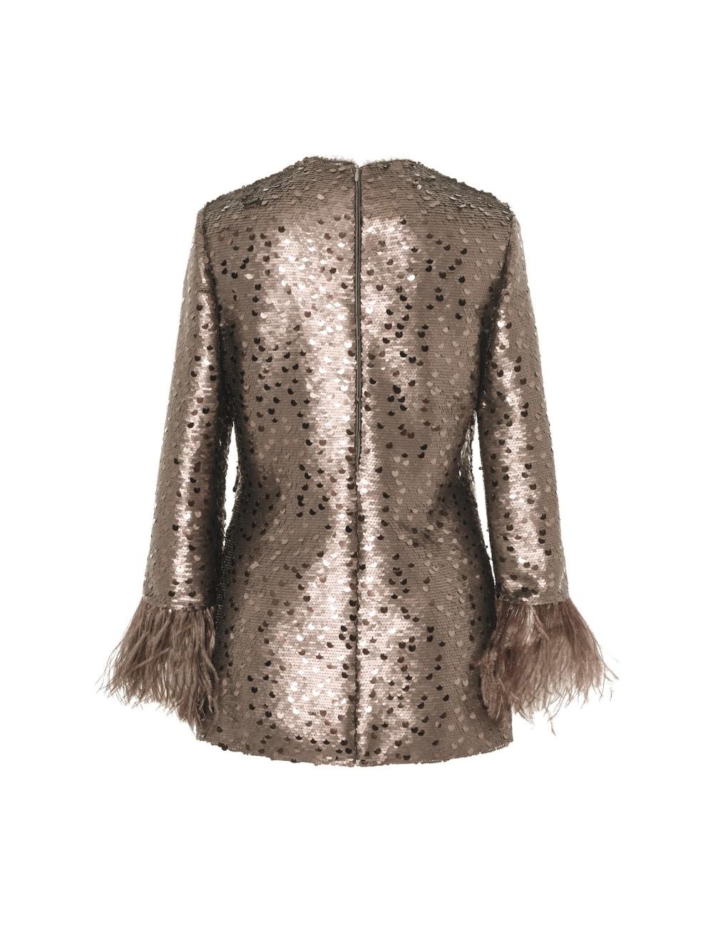 pertegaz Cuerpo de paillettes con plumas champagne COMPRAR AHORA