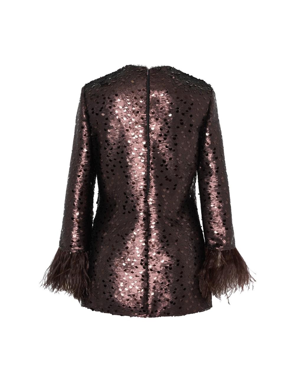 pertegaz Cuerpo de paillettes con plumas marrón ÚLTIMAS EDICIONES