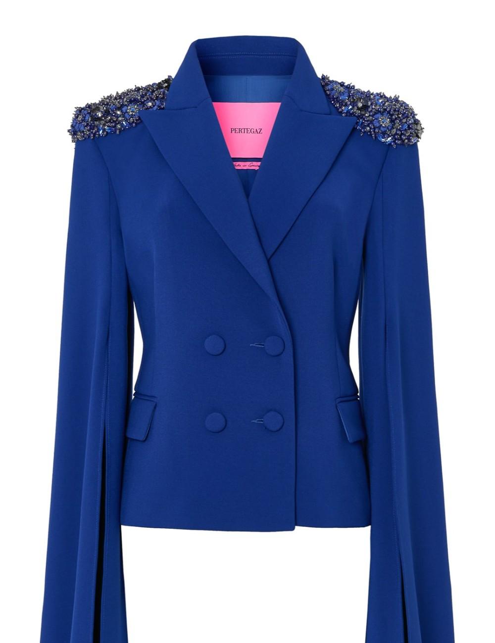 pertegaz Blazer entallada con mangas capa azul Últimos 2 días