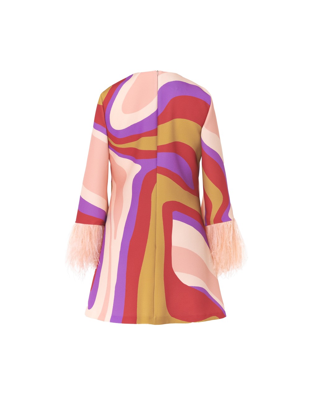 pertegaz Vestido corto print ondas con plumas En oferta