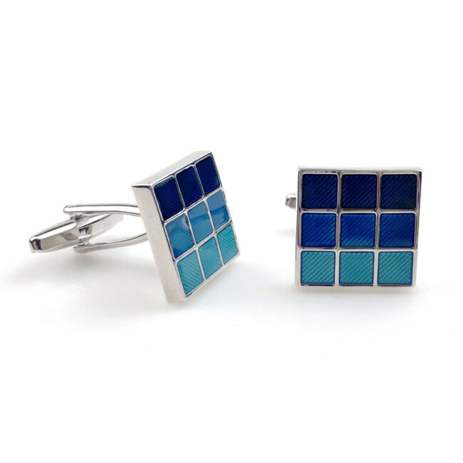 shlax & wing Mens Cufflinks Stainless steel Blue Geometric Pattern Enamel Elegant Style Mens Cuffs 93 Envío internacional gratuito