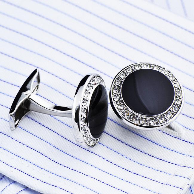 shlax & wing Circular Elegant Style Cuff Link for Men Cufflinks Blue Silver Shiny 63 Limitado a 3 días