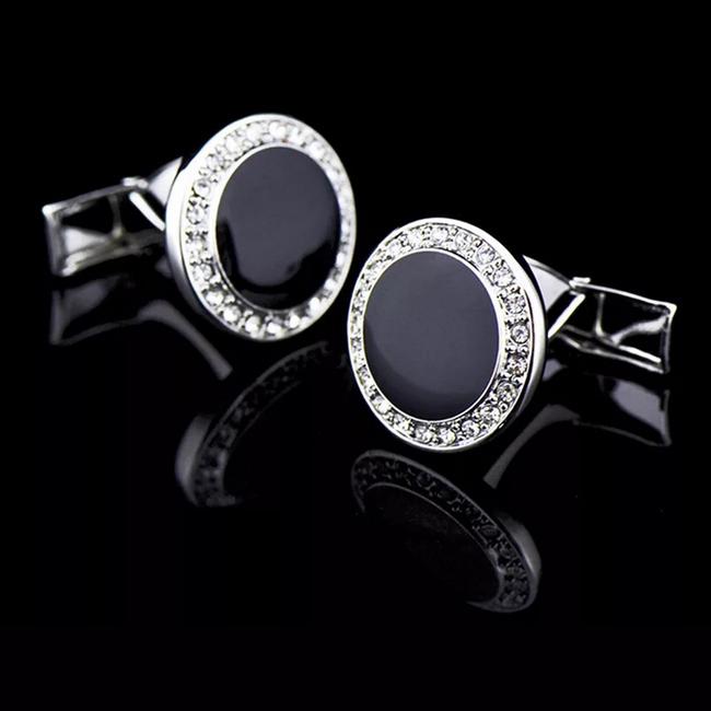 shlax & wing Circular Elegant Style Cuff Link for Men Cufflinks Blue Silver Shiny 63 Limitado a 3 días