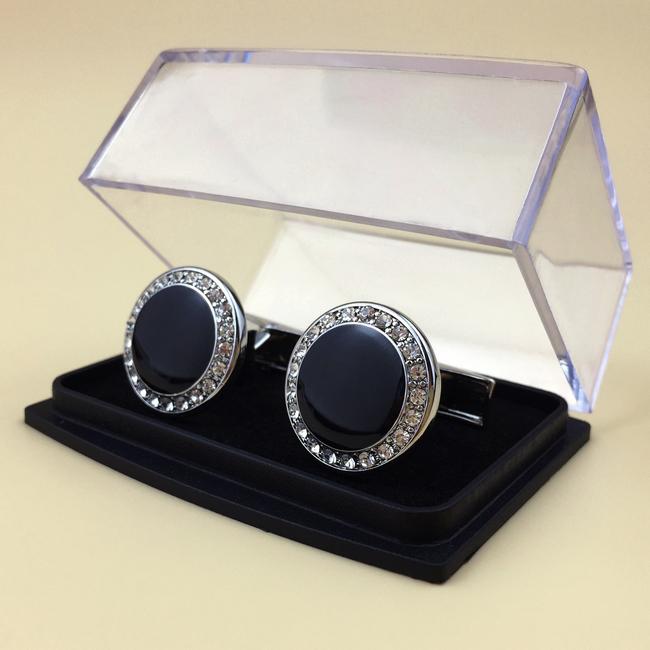 shlax & wing Circular Elegant Style Cuff Link for Men Cufflinks Blue Silver Shiny 63 Limitado a 3 días