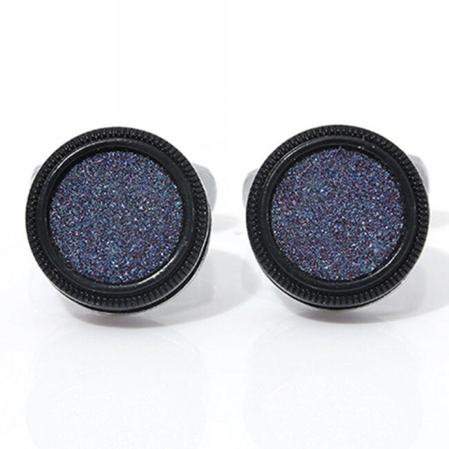 shlax & wing Circular Elegant Style Cuff Link for Men Cufflinks Blue Silver Shiny Fashion 98 Ahorra y exporta