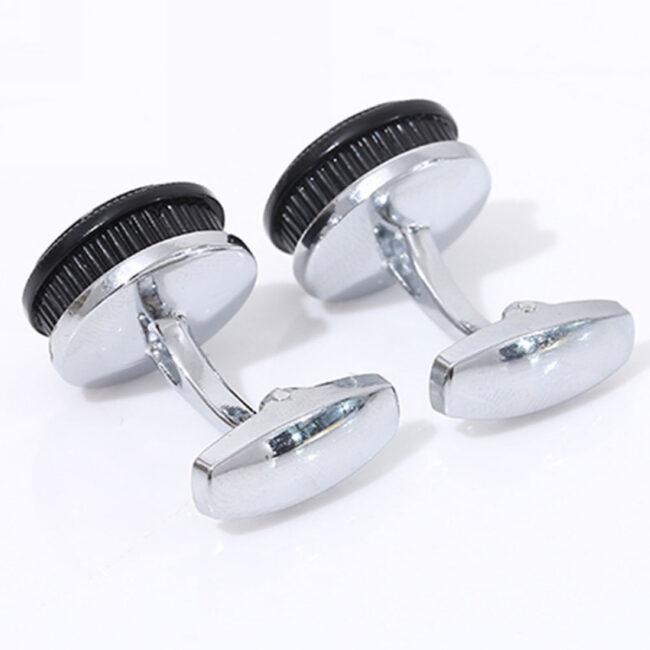 shlax & wing Circular Elegant Style Cuff Link for Men Cufflinks Blue Silver Shiny Fashion 98 Ahorra y exporta