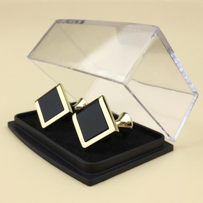 shlax & wing Enamel Cufflinks for Men Gold Black Men’s Cuff Links Elegant 66 En oferta