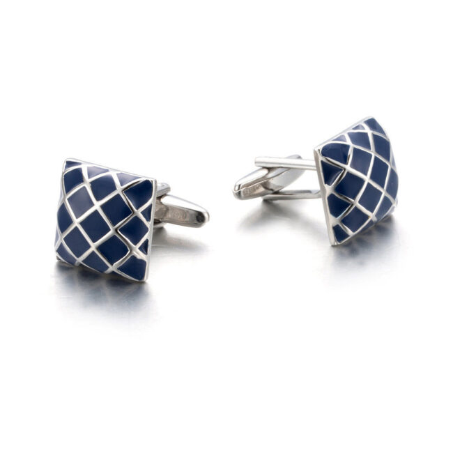 shlax & wing Mens Cufflinks Stainless steel Blue Checkes Pattern Enamel Elegant Style Mens Cuffs 89 shlax & wing Mens Cufflinks Stainless steel Blue Checkes Pattern Enamel Elegant Style Mens Cuffs 89