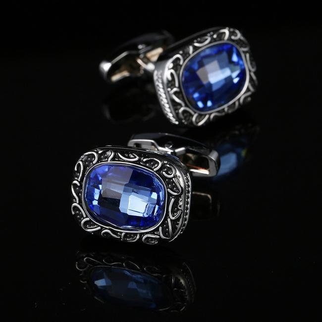 shlax & wing Blue Crystal Cufflinks for Men Business Gift Men’s Cuff Links 03 Descuentos del mes