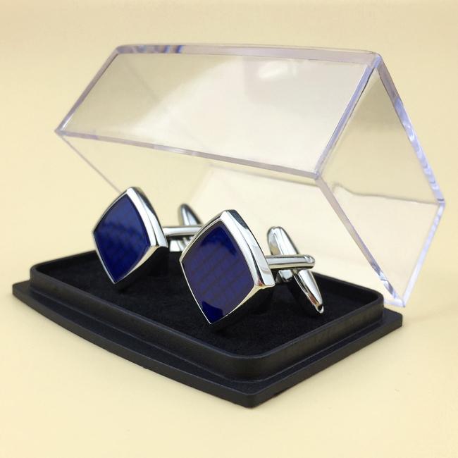 shlax & wing Navy Enamel Cufflinks for Men Cuff Links New Classic 69 Última moda